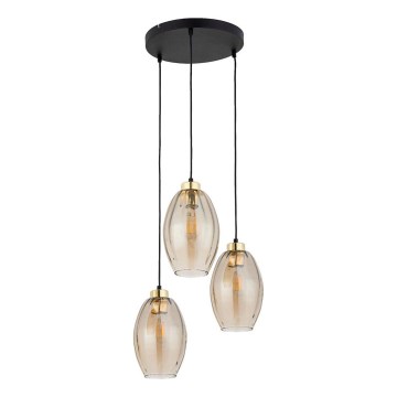Hanglamp aan kabel SEBO 3xE27/15W/230V zwart/rookbeige