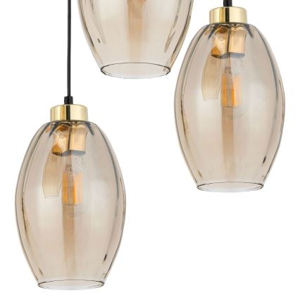 Hanglamp aan kabel SEBO 3xE27/15W/230V zwart/rookbeige
