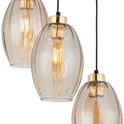Hanglamp aan kabel SEBO 3xE27/15W/230V zwart/rookbeige