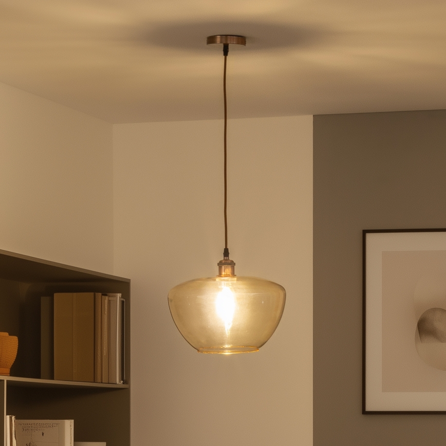 Hanglamp aan kabel SEVENTIES E27/60W/230V rookkleurig/bruin