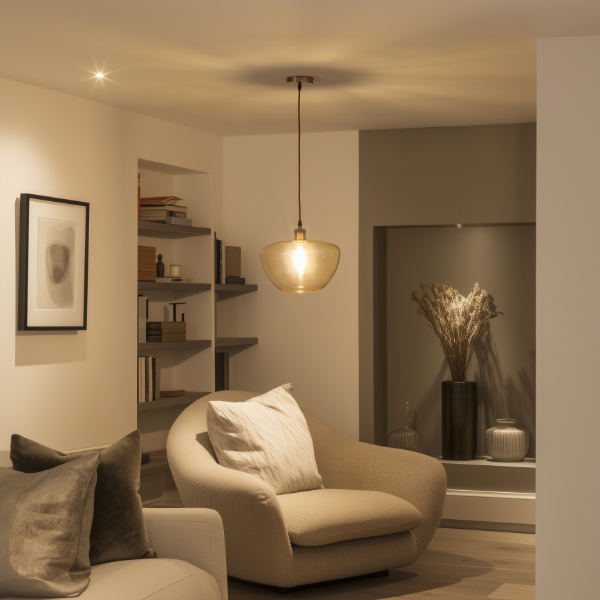 Hanglamp aan kabel SEVENTIES E27/60W/230V rookkleurig/bruin