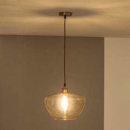 Hanglamp aan kabel SEVENTIES E27/60W/230V rookkleurig/bruin