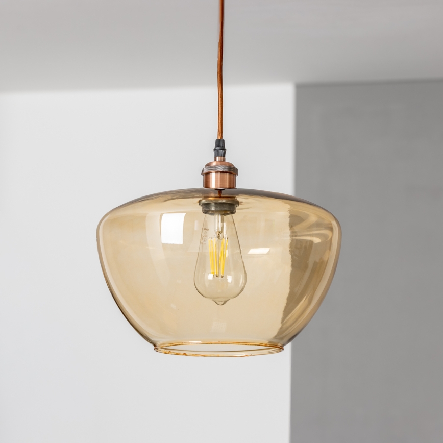 Hanglamp aan kabel SEVENTIES E27/60W/230V rookkleurig/bruin