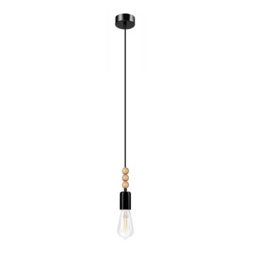 Hanglamp aan kabel SIMON 1xE27/60W/230V zwart/beuk