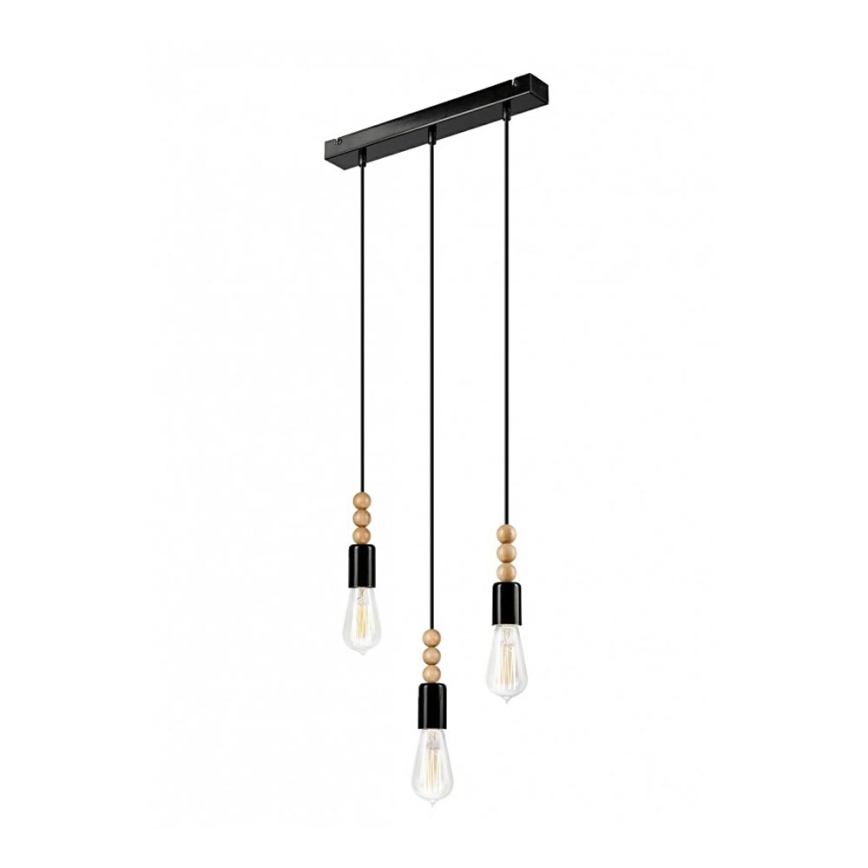 Hanglamp aan kabel SIMON 3xE27/60W/230V beuken