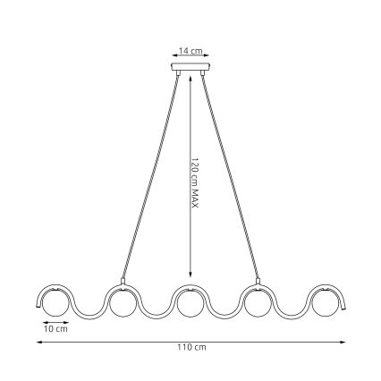 Hanglamp aan kabel SINUS 5xG9/8W/230V zwart