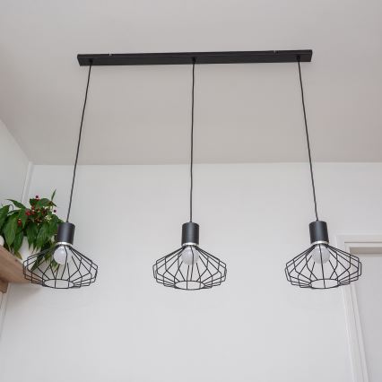 Hanglamp aan kabel SOLANO 3xE27/15W/230V zwart/glanzend chroom