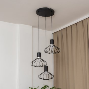 Hanglamp aan kabel SOLANO 3xE27/15W/230V zwart/glanzend chroom