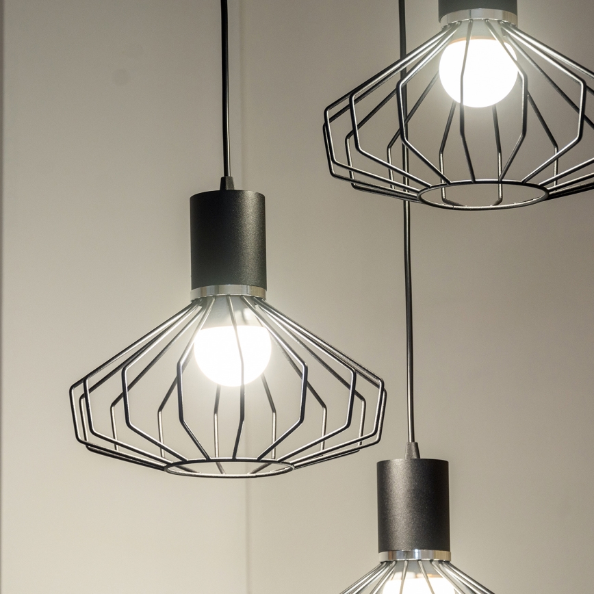 Hanglamp aan kabel SOLANO 3xE27/15W/230V zwart/glanzend chroom