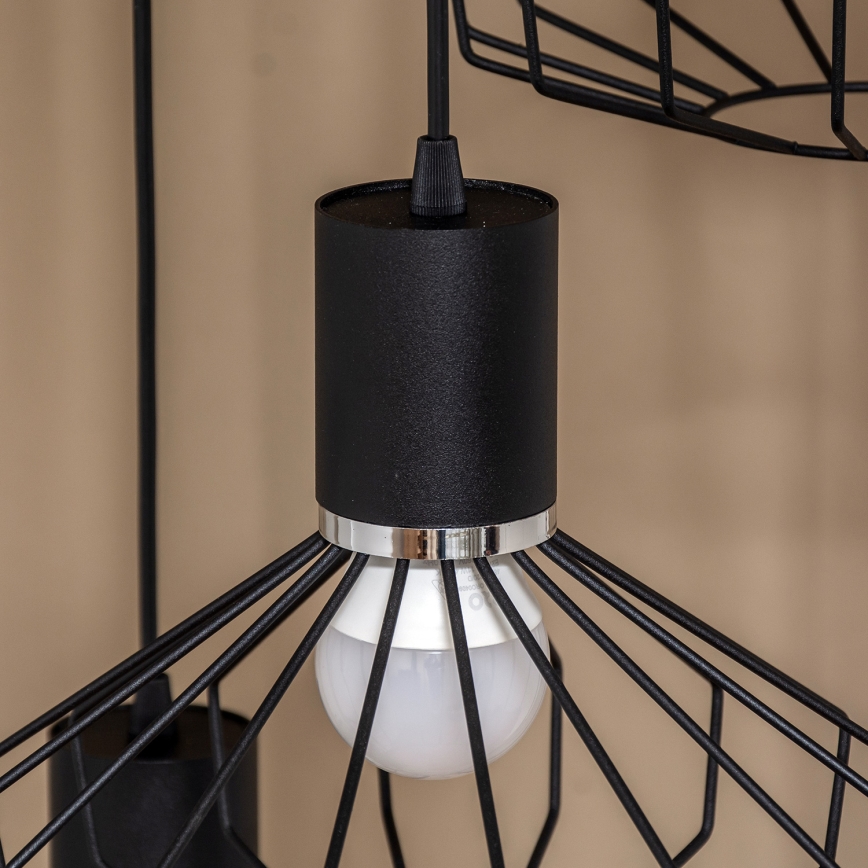 Hanglamp aan kabel SOLANO 3xE27/15W/230V zwart/glanzend chroom