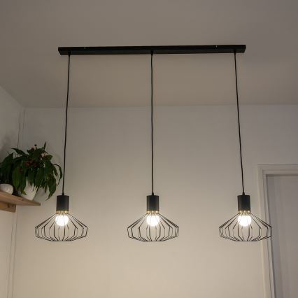 Hanglamp aan kabel SOLANO 3xE27/15W/230V zwart/goud