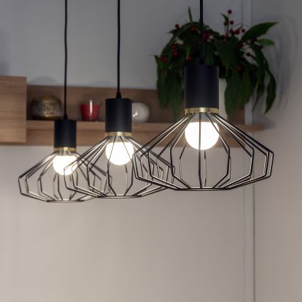 Hanglamp aan kabel SOLANO 3xE27/15W/230V zwart/goud