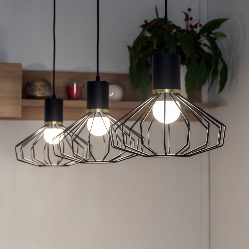 Hanglamp aan kabel SOLANO 3xE27/15W/230V zwart/goud