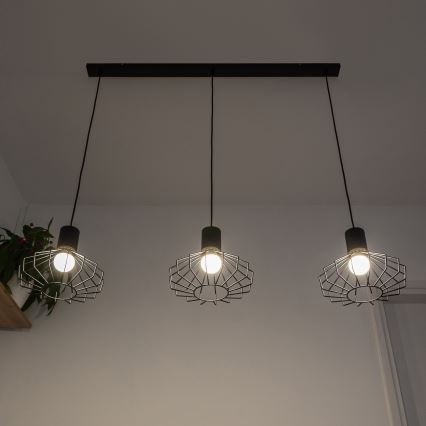 Hanglamp aan kabel SOLANO 3xE27/15W/230V zwart/goud