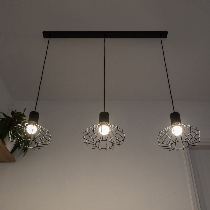 Hanglamp aan kabel SOLANO 3xE27/15W/230V zwart/goud