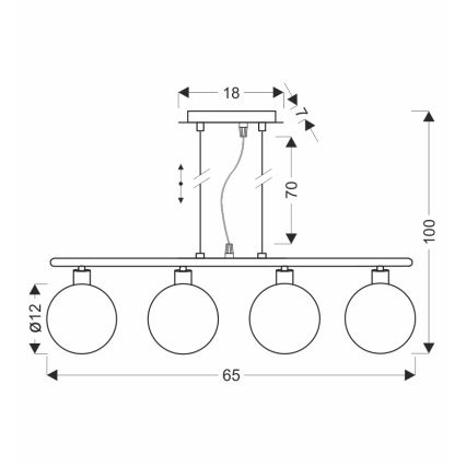 Hanglamp aan kabel SOMUL 4xG9/20W/230V rookzwart