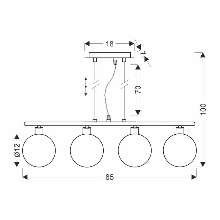 Hanglamp aan kabel SOMUL 4xG9/20W/230V rookzwart