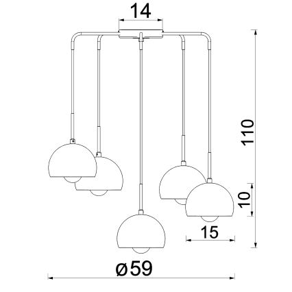 Hanglamp aan kabel SOOL 5xE27/15W/230V bordeaux