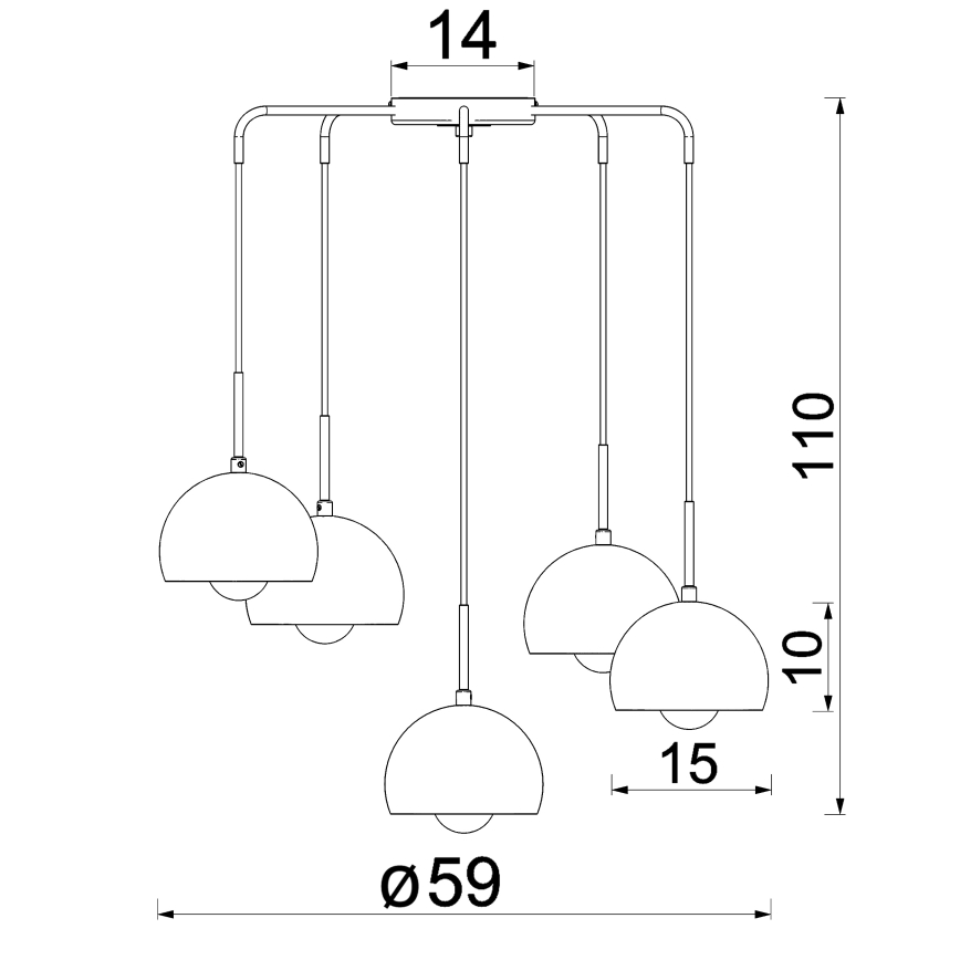 Hanglamp aan kabel SOOL 5xE27/15W/230V bordeaux
