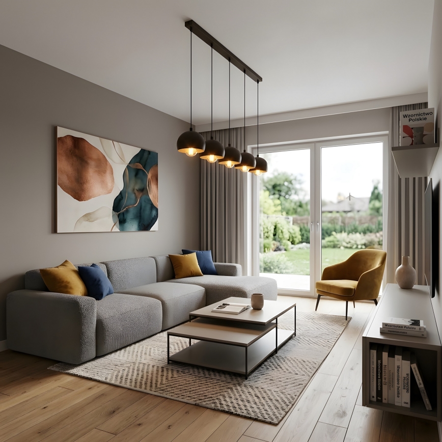 Hanglamp aan kabel SOOL 5xE27/15W/230V zwart
