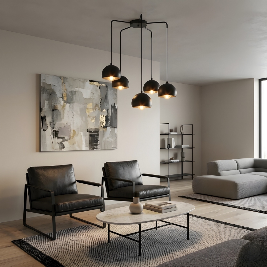 Hanglamp aan kabel SOOL 5xE27/15W/230V zwart