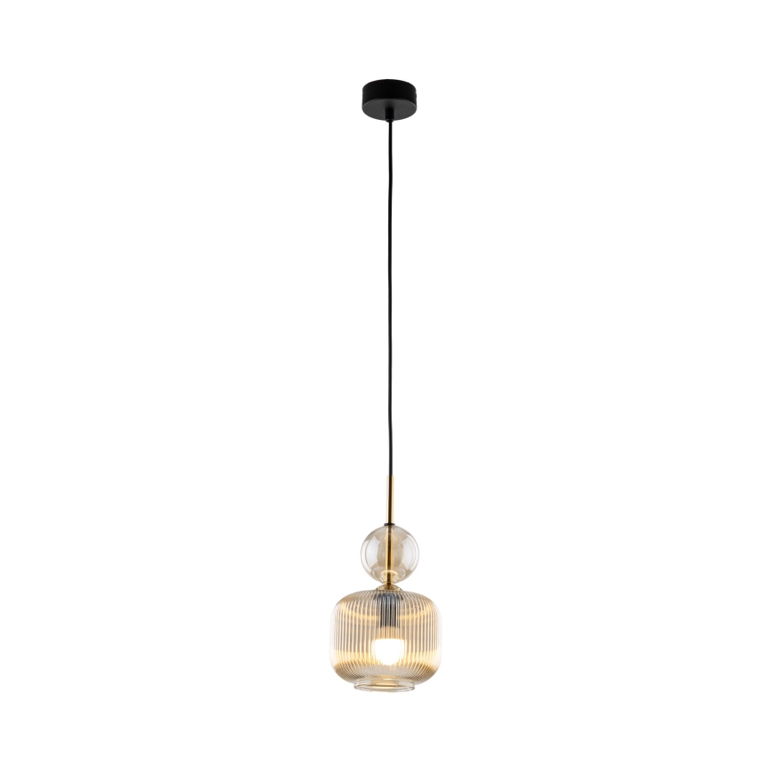 Hanglamp aan kabel SOPHIA 1xE14/10W/230V zwart/gerookt beige