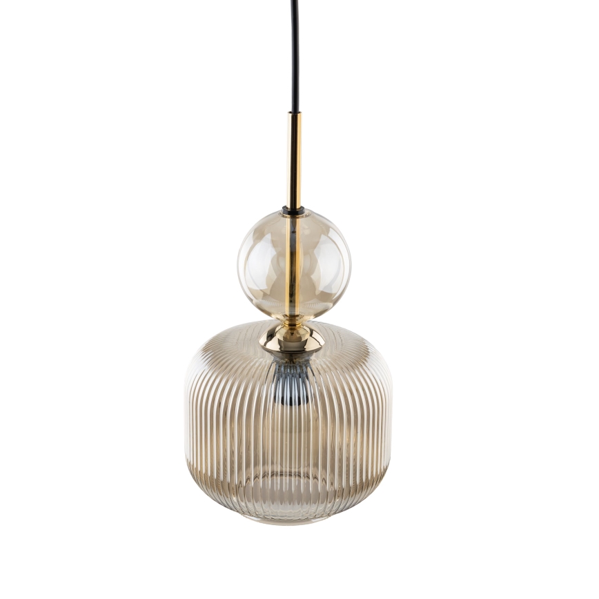 Hanglamp aan kabel SOPHIA 1xE14/10W/230V zwart/gerookt beige