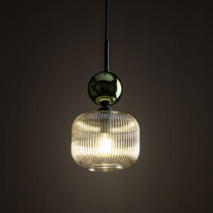 Hanglamp aan kabel SOPHIA 1xE14/10W/230V zwart/groen/rookbeige