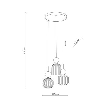 Hanglamp aan kabel SOPHIA 3xE14/10W/230V zwart/groen/gerookt beige