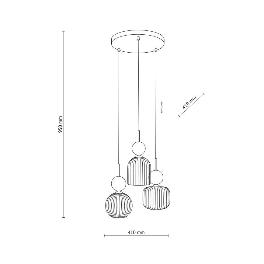 Hanglamp aan kabel SOPHIA 3xE14/10W/230V zwart/groen/gerookt beige