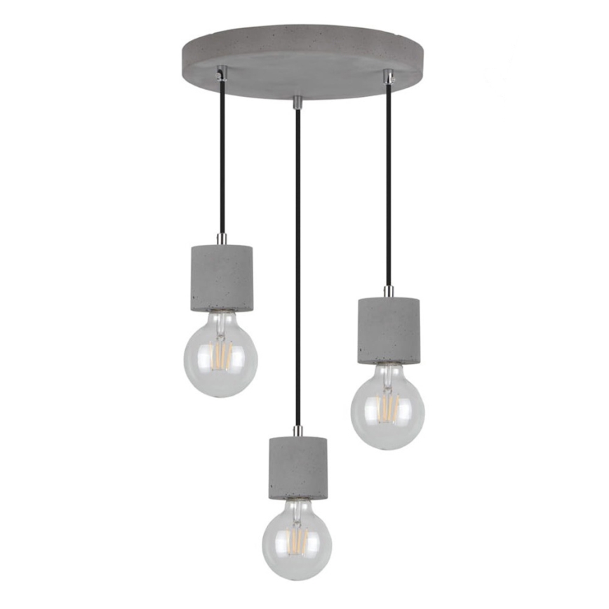 Hanglamp aan kabel STRONG 3xE27/60W/230V beton