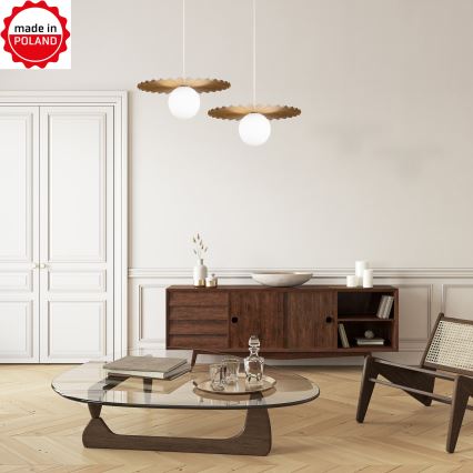 Hanglamp aan kabel SUNPLISS 1xG9/10W/230V Ø 35 cm goud/crème