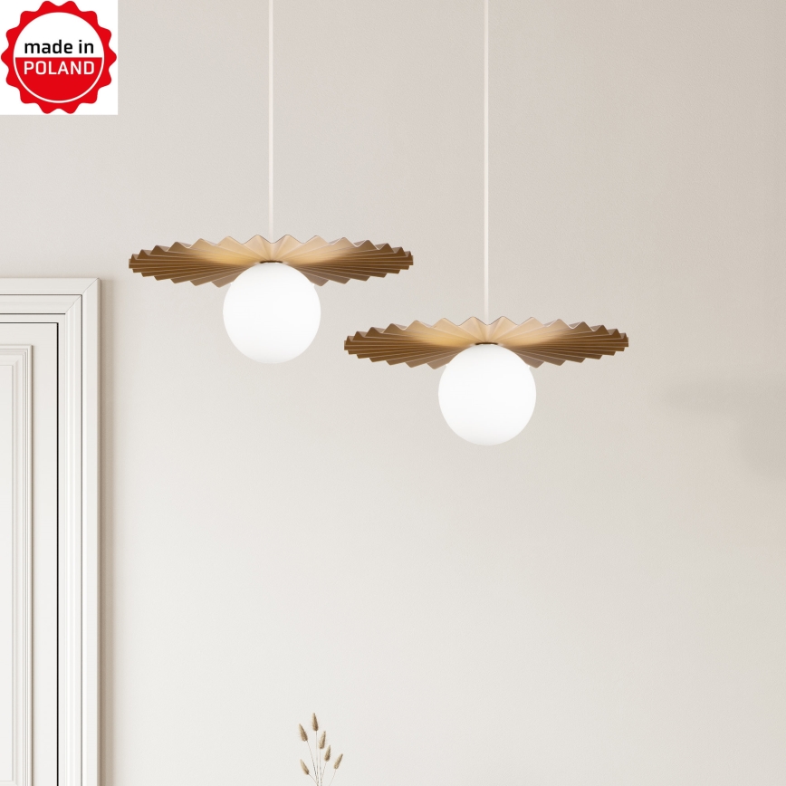 Hanglamp aan kabel SUNPLISS 1xG9/10W/230V Ø 35 cm goud/crème