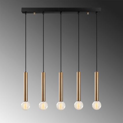 Hanglamp aan kabel TEMPO 5xE27/40W/230V, goudkleurig
