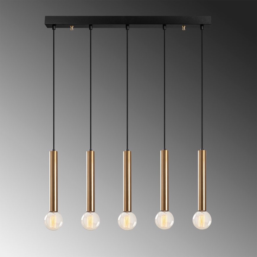 Hanglamp aan kabel TEMPO 5xE27/40W/230V, goudkleurig