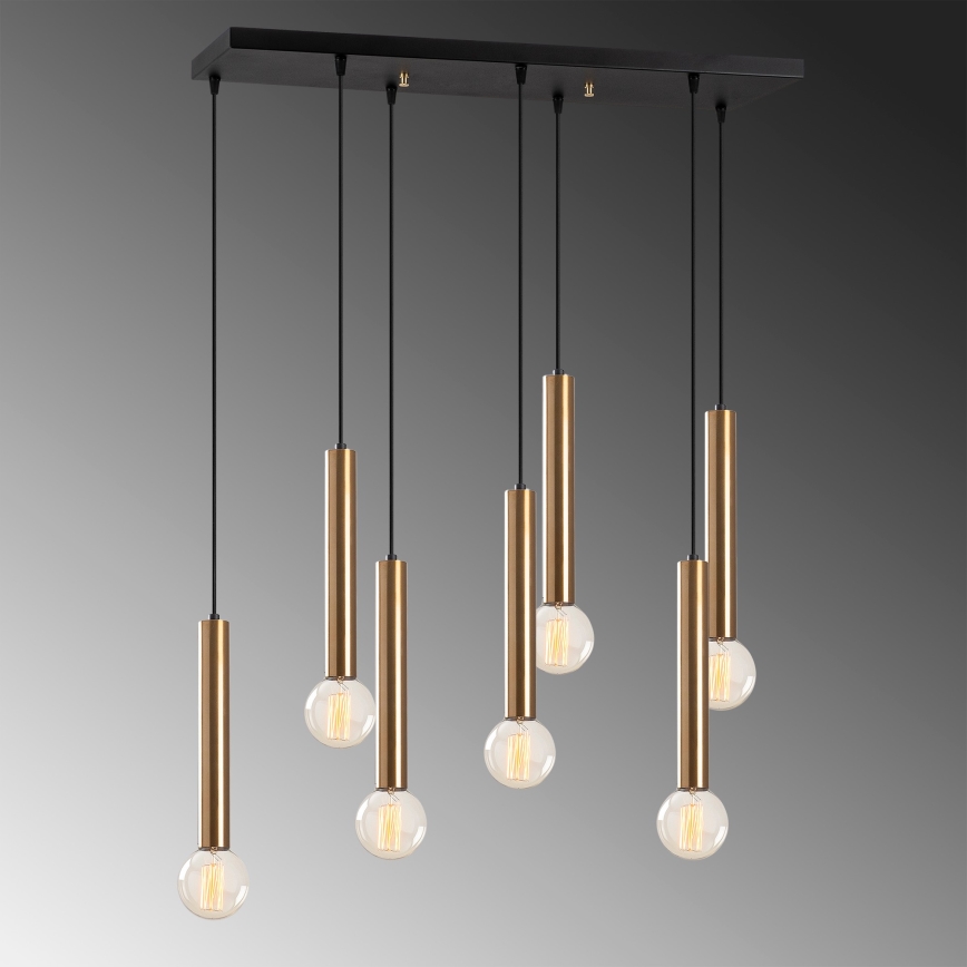 Hanglamp aan kabel TEMPO 7xE27/40W/230V goudkleurig