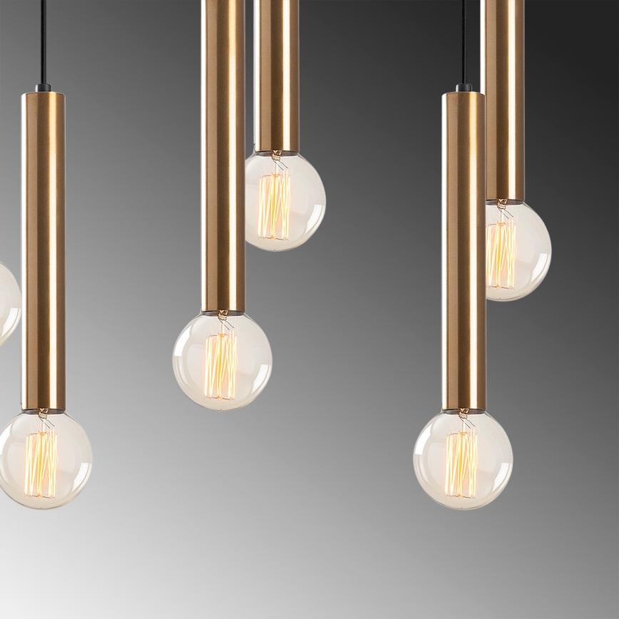Hanglamp aan kabel TEMPO 7xE27/40W/230V goudkleurig
