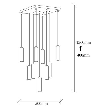 Hanglamp aan kabel TEMPO 9xE27/40W/230V goudkleurig