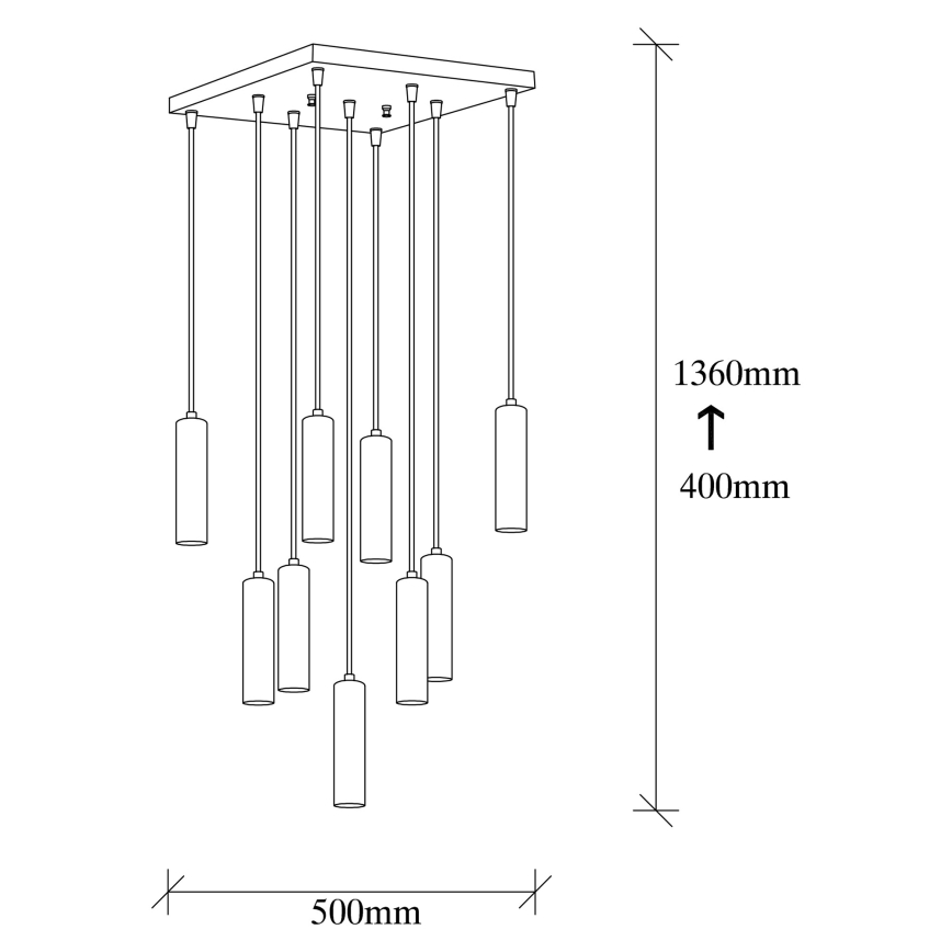 Hanglamp aan kabel TEMPO 9xE27/40W/230V goudkleurig