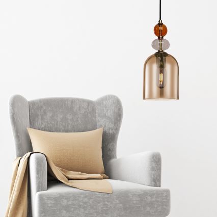 Hanglamp aan kabel TROPEA 1xE27/15W/230V zwart/gerookt rood/beige