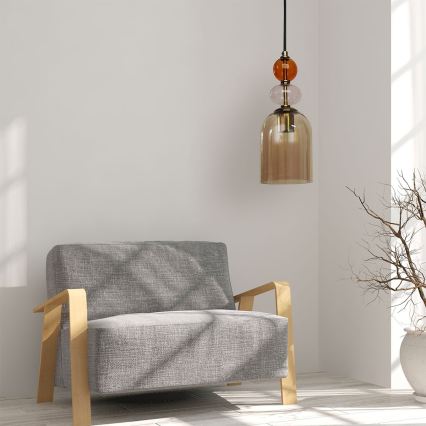 Hanglamp aan kabel TROPEA 1xE27/15W/230V zwart/gerookt rood/beige