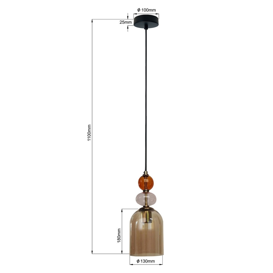 Hanglamp aan kabel TROPEA 1xE27/15W/230V zwart/gerookt rood/beige