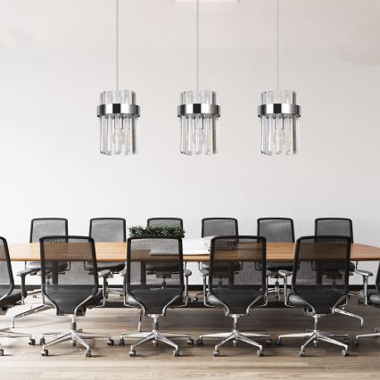 Hanglamp aan kabel VETRO 3xE14/10W/230V, glanzend chroom