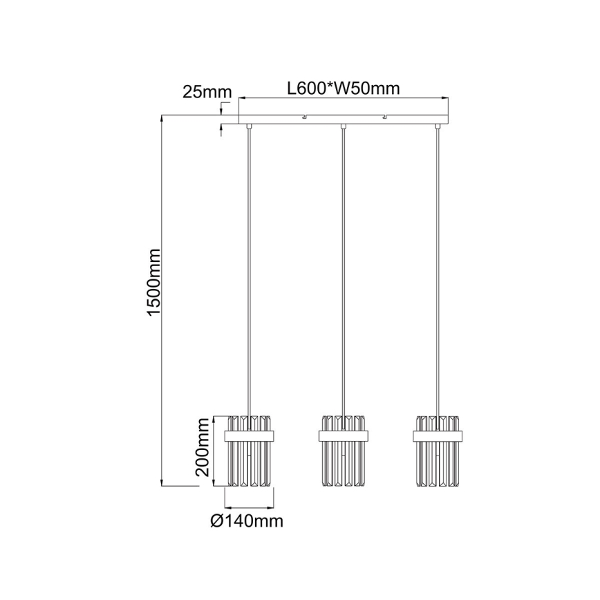 Hanglamp aan kabel VETRO 3xE14/10W/230V goudkleurig