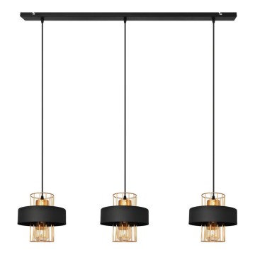 Hanglamp aan kabel VOLTA 3xE27/15W/230V zwart/roségoud