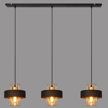 Hanglamp aan kabel VOLTA 3xE27/15W/230V zwart/roségoud