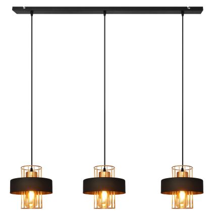 Hanglamp aan kabel VOLTA 3xE27/15W/230V zwart/roségoud