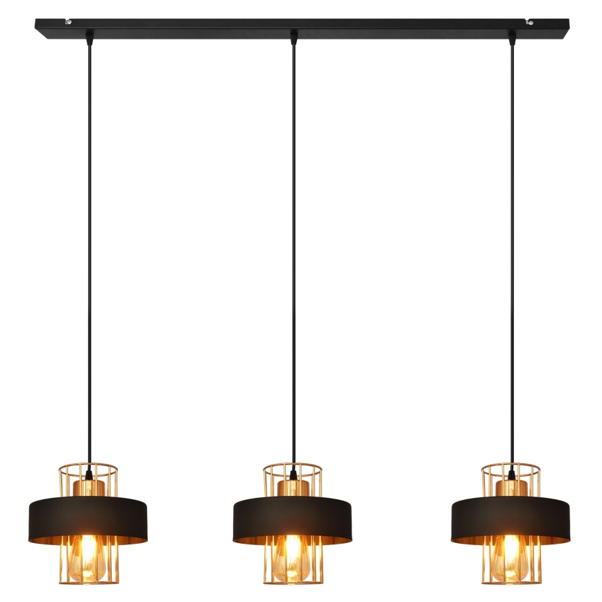 Hanglamp aan kabel VOLTA 3xE27/15W/230V zwart/roségoud