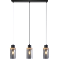 Hanglamp aan kabel WOODNEST 3xE27/15W/230V grenen/rookzwart