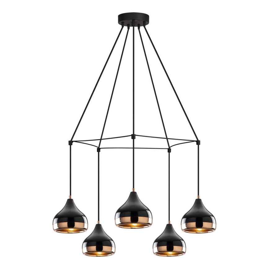 Hanglamp aan kabel YILDO 5xE27/40W/230V zwart/koper